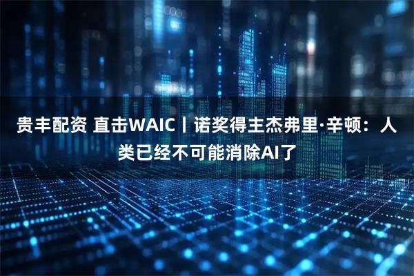 贵丰配资 直击WAIC丨诺奖得主杰弗里·辛顿：人类已经不可能消除AI了